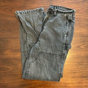 Abercrombie & Fitch Men's Faded Black Relaxed Carpenter Jeans